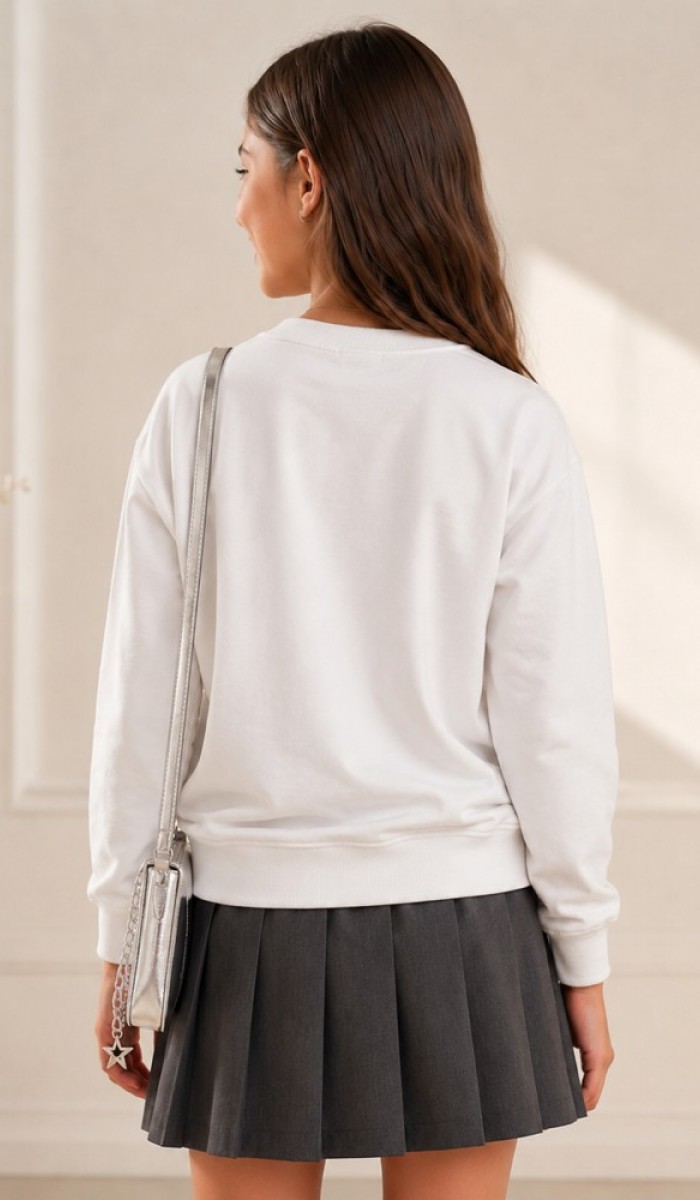 Kız Çocuk Beyaz Sweatshirt