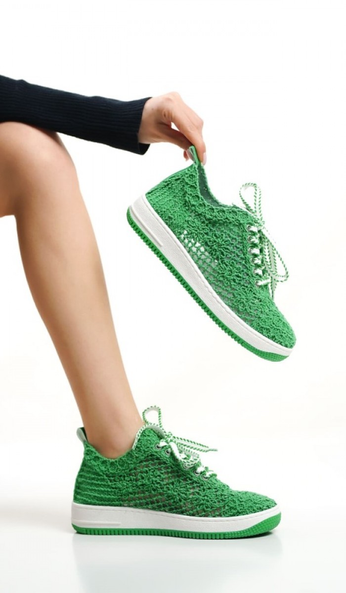 Kadın Yeşil Örgü Sneaker Spor Ayakkabı Kadın Yeşil Örgü Sneaker Spor Ayakkabı