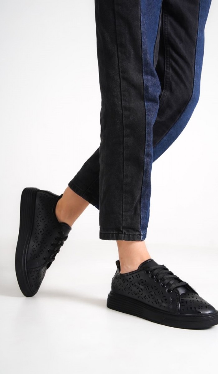 Kadın Siyah Sneaker Spor Ayakkabı Kadın Siyah Sneaker Spor Ayakkabı