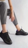 Kadın Siyah Sneaker Spor Ayakkabı Kadın Siyah Sneaker Spor Ayakkabı