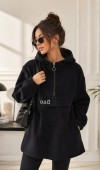 Kadın Siyah Kapşonlu Polar Sweatshirt