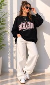 Kadın Siyah Bisiklet Yaka Sweatshirt Kadın Siyah Bisiklet Yaka Sweatshirt