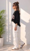 Kadın Siyah Bisiklet Yaka Sweatshirt Kadın Siyah Bisiklet Yaka Sweatshirt
