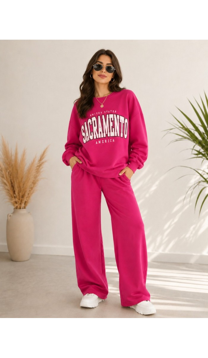 Kadın Pembe Bisiklet Yaka Sweatshirt Kadın Pembe Bisiklet Yaka Sweatshirt