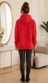 Kadın Kırmızı Kapşonlu Sweatshirt