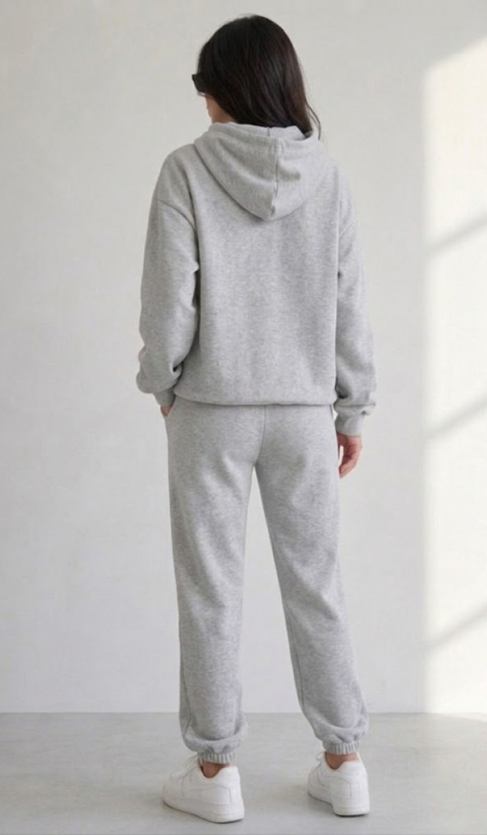 Kadın Gri Kapşonlu Sweatshirt