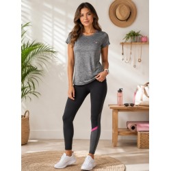 Kadın Gri Bisiklet Yaka Basic T-Shirt