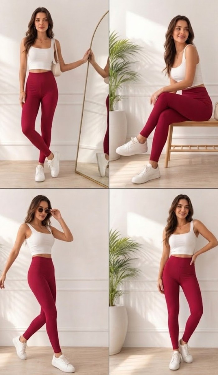 Kadın Bordo Fitilli Tayt Kadın Bordo Fitilli Tayt