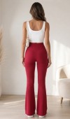 Kadın Bordo Fitilli Geniş Paça Tayt