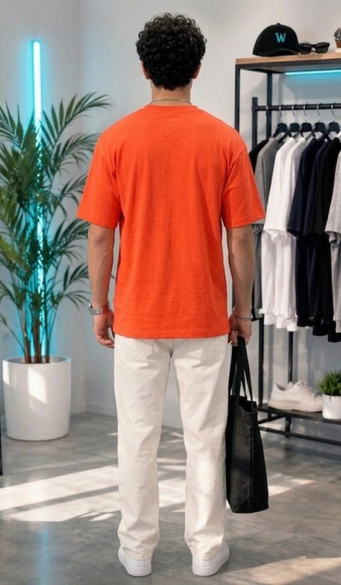 Erkek Turuncu O Yaka Basic T-Shirt Erkek Turuncu O Yaka Basic T-Shirt