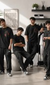 Erkek Siyah Sırt Baskılı Oversize T-Shirt Erkek Siyah Sırt Baskılı Oversize T-Shirt