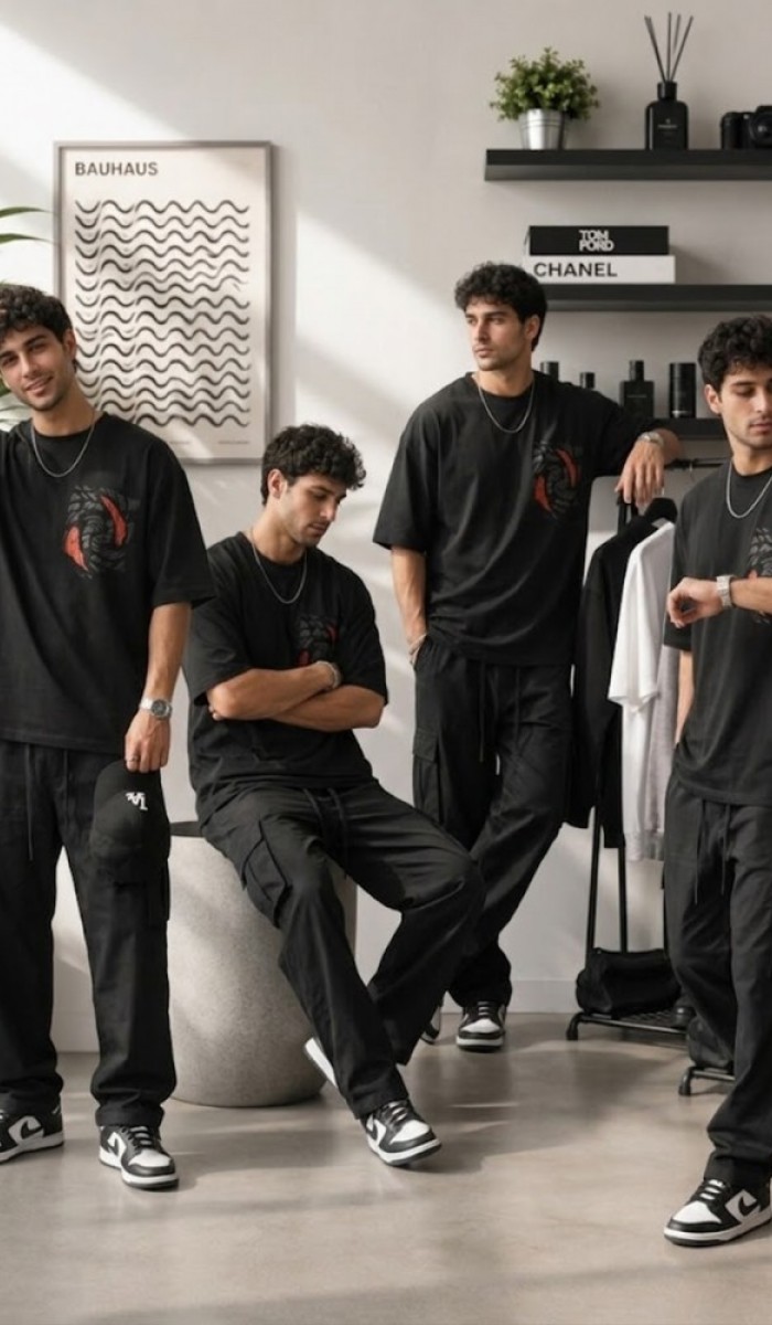 Erkek Siyah Sırt Baskılı Oversize T-Shirt Erkek Siyah Sırt Baskılı Oversize T-Shirt
