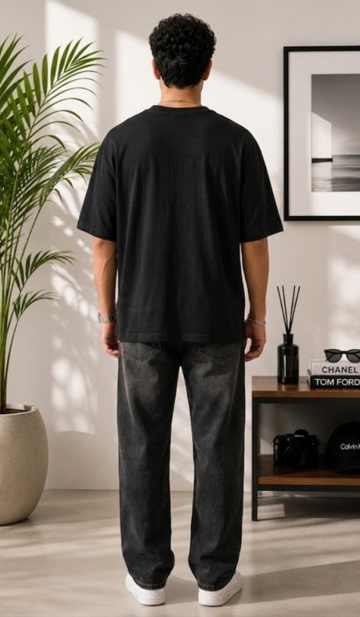 Erkek Siyah Oversize T-Shirt Erkek Siyah Oversize T-Shirt