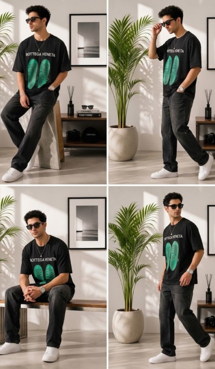 Erkek Siyah Oversize T-Shirt Erkek Siyah Oversize T-Shirt