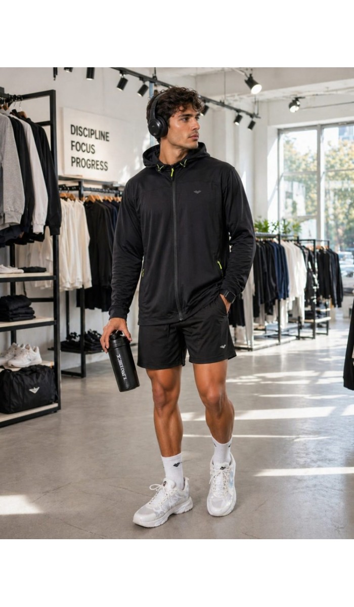 Erkek Siyah Kapşonlu Sweatshirt Erkek Siyah Kapşonlu Sweatshirt