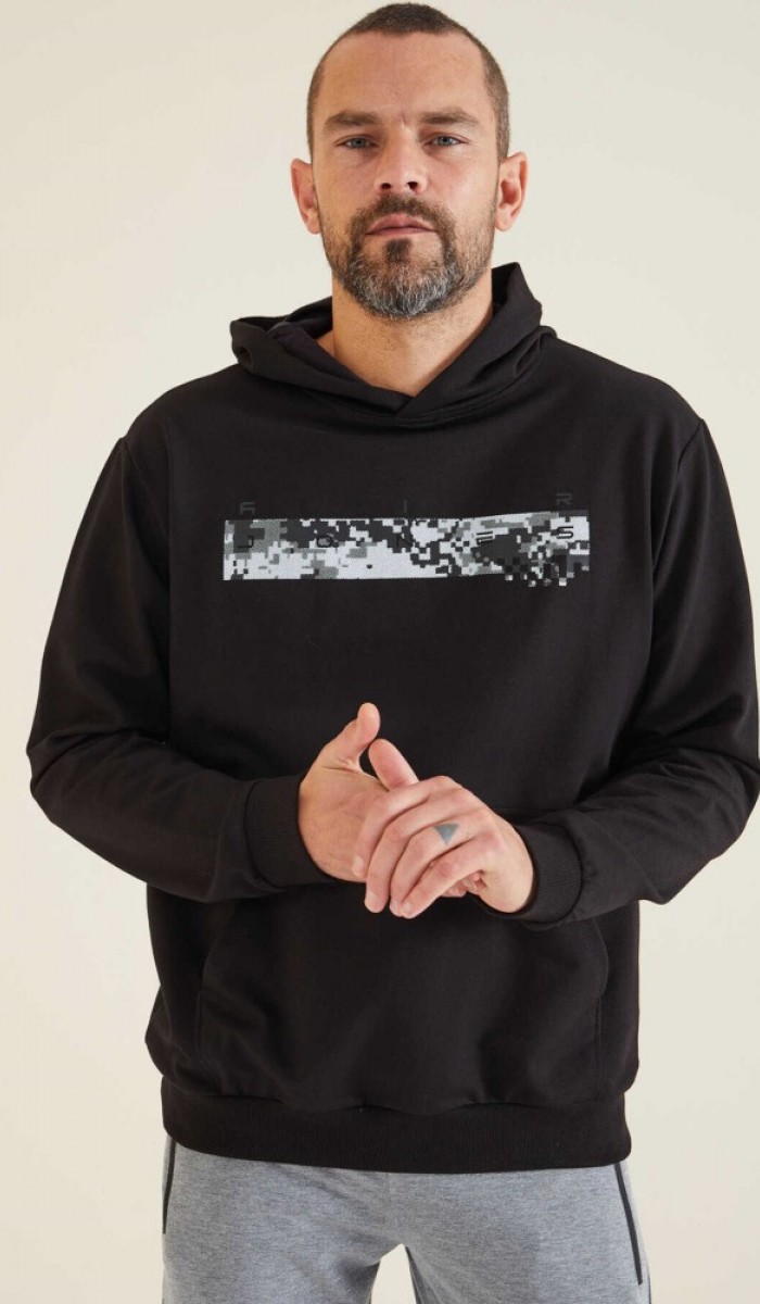 Erkek Siyah Kapşonlu Sweatshirt Erkek Siyah Kapşonlu Sweatshirt