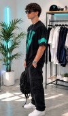 Erkek Siyah Baskılı Oversize T-Shirt Erkek Siyah Baskılı Oversize T-Shirt