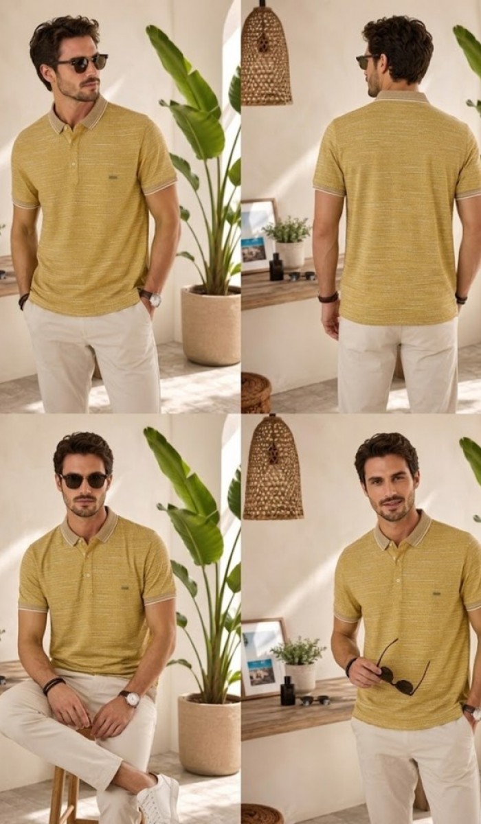 Erkek Sarı Polo Yaka T-Shirt Erkek Sarı Polo Yaka T-Shirt