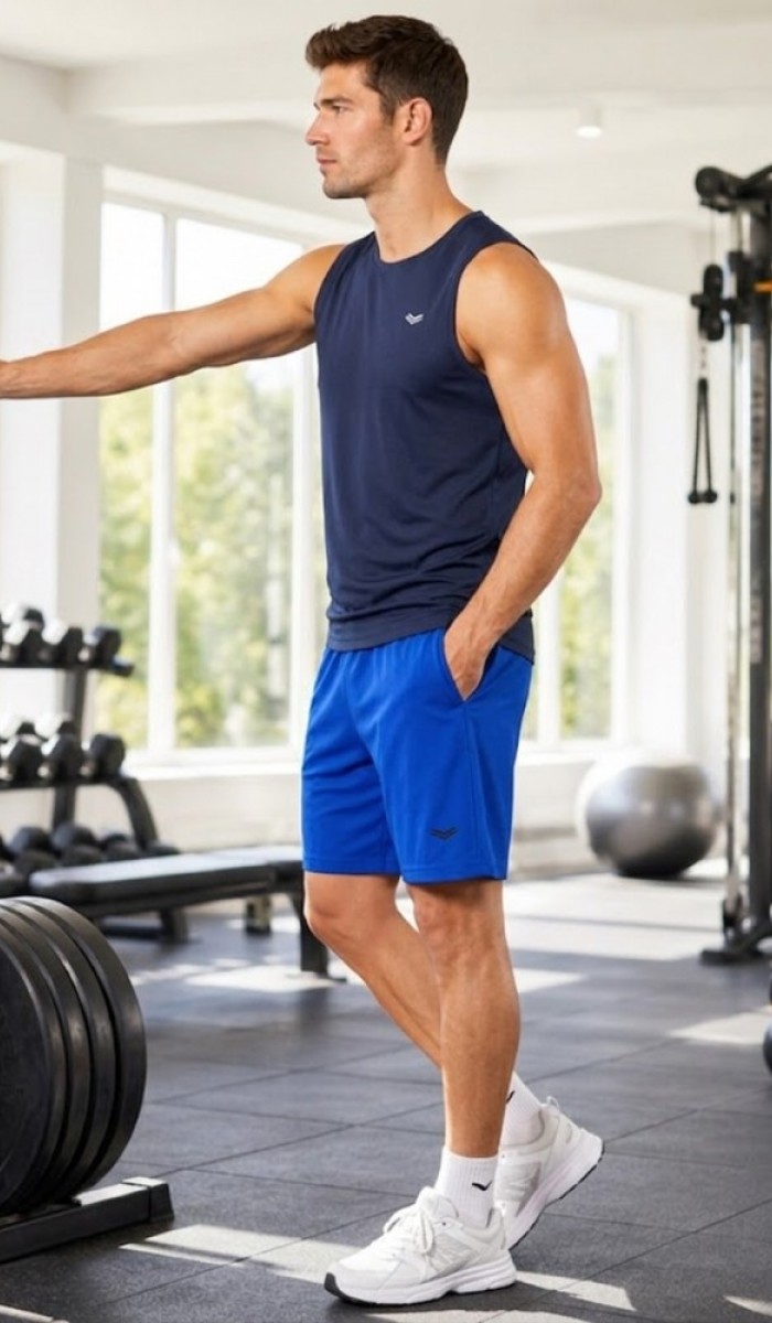 Erkek Mavi Spor Şort Erkek Mavi Spor Şort