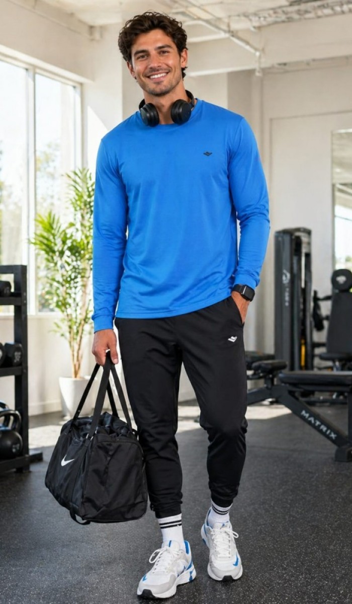 Erkek Mavi Spor Sweatshirt
