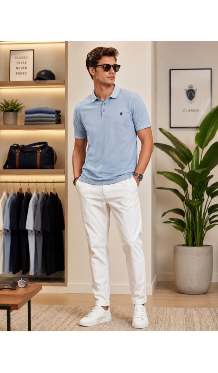 Erkek Mavi Polo Yaka T-Shirt Erkek Mavi Polo Yaka T-Shirt