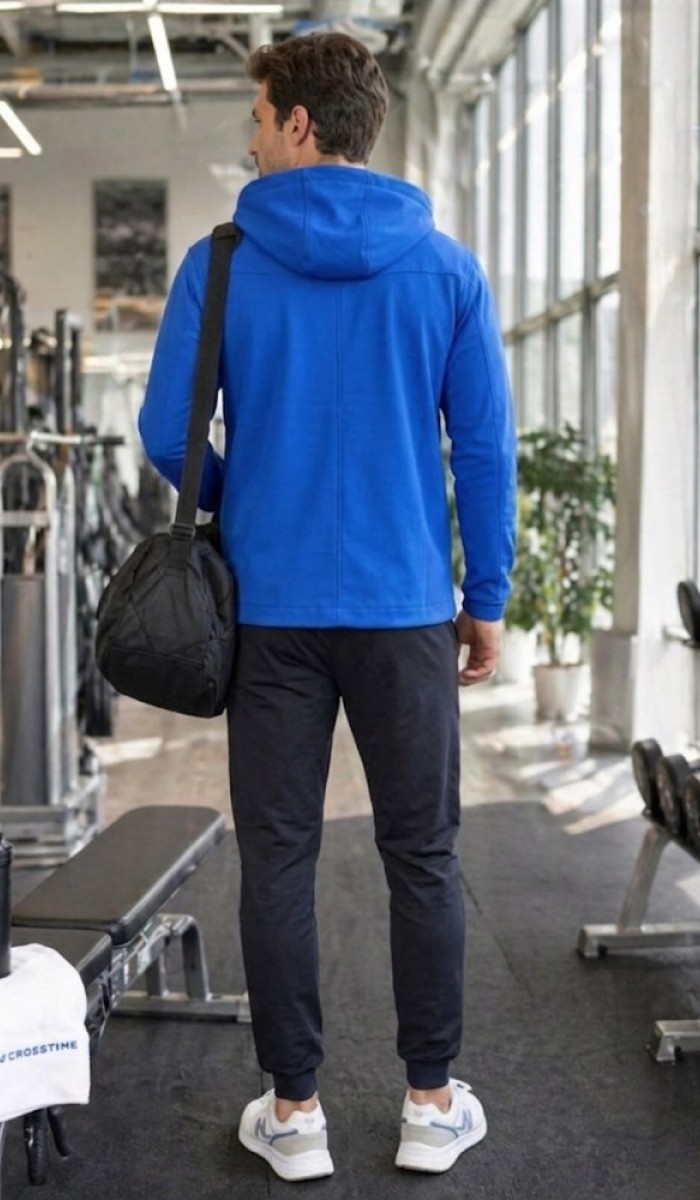 Erkek Mavi Kapşonlu Sweatshirt Erkek Mavi Kapşonlu Sweatshirt