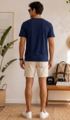 Erkek Lacivert V Yaka Slim Fit T-Shirt