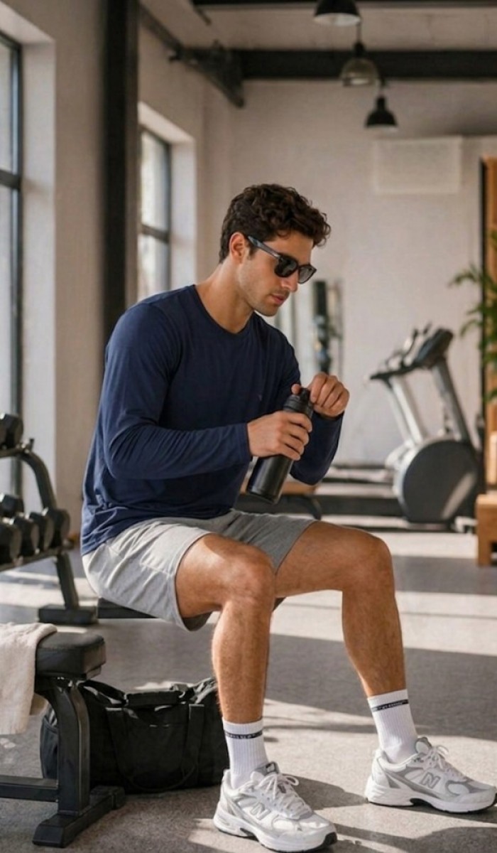 Erkek Lacivert Spor Sweatshirt Erkek Lacivert Spor Sweatshirt