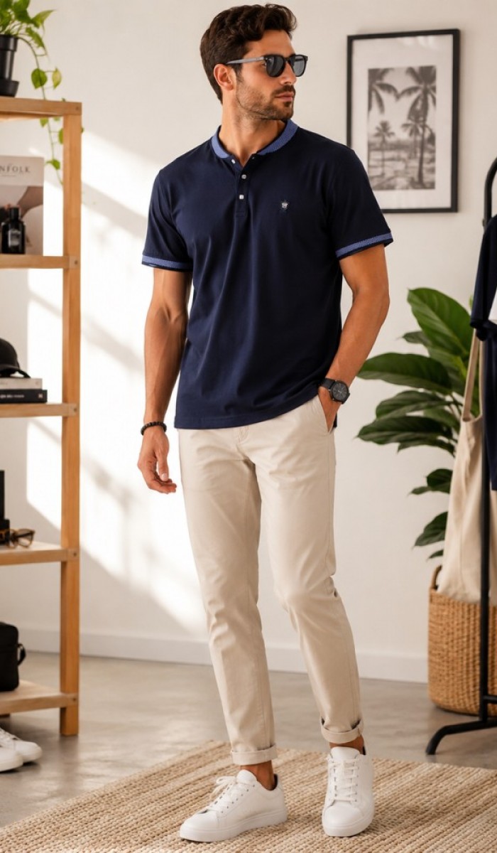 Erkek Lacivert Polo Yaka T-Shirt Erkek Lacivert Polo Yaka T-Shirt