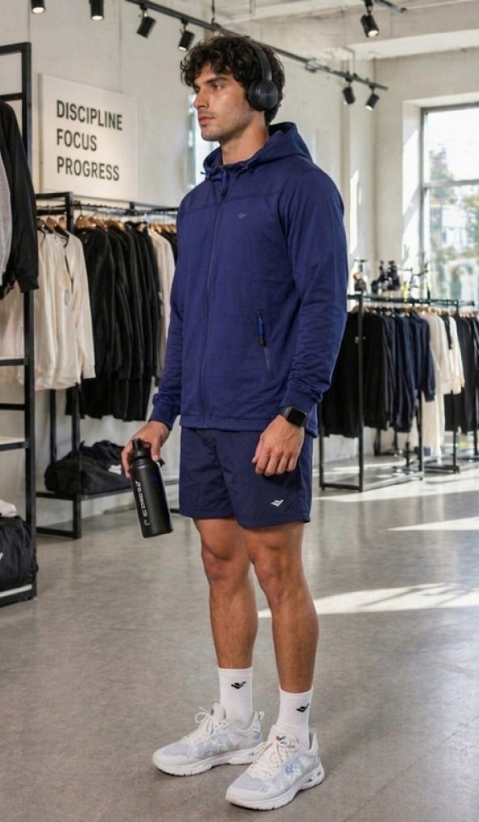 Erkek Lacivert Kapşonlu Sweatshirt Erkek Lacivert Kapşonlu Sweatshirt