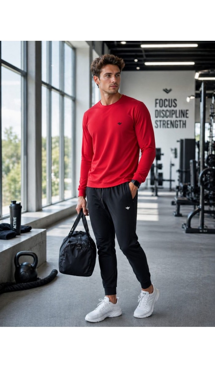 Erkek Kırmızı Spor Sweatshirt Erkek Kırmızı Spor Sweatshirt