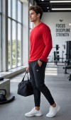 Erkek Kırmızı Spor Sweatshirt Erkek Kırmızı Spor Sweatshirt
