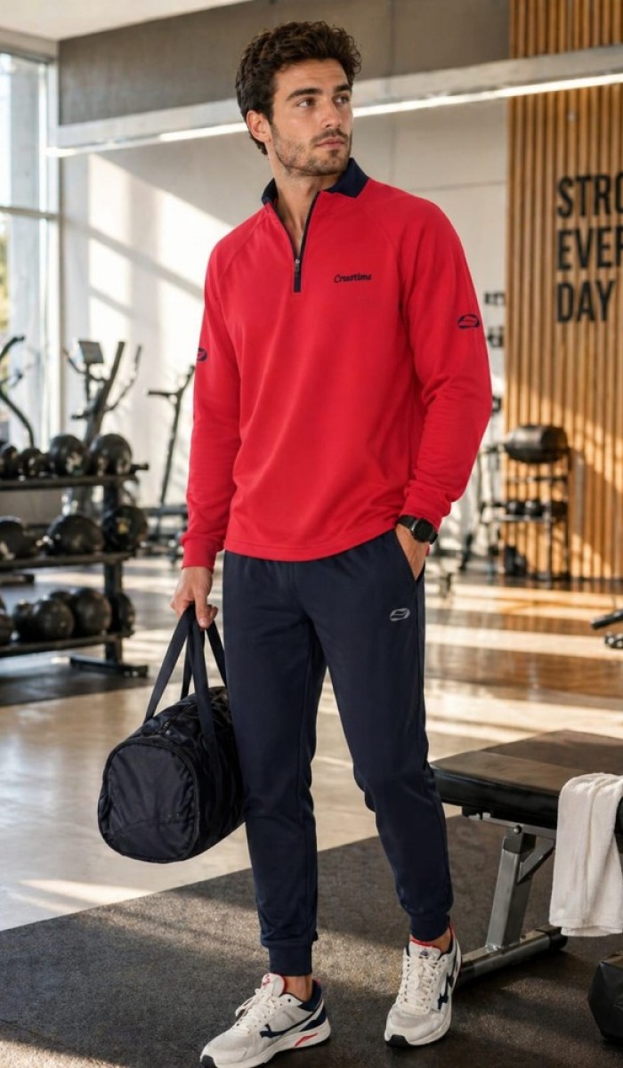 Erkek Kırmızı Antrenman Sweatshirt