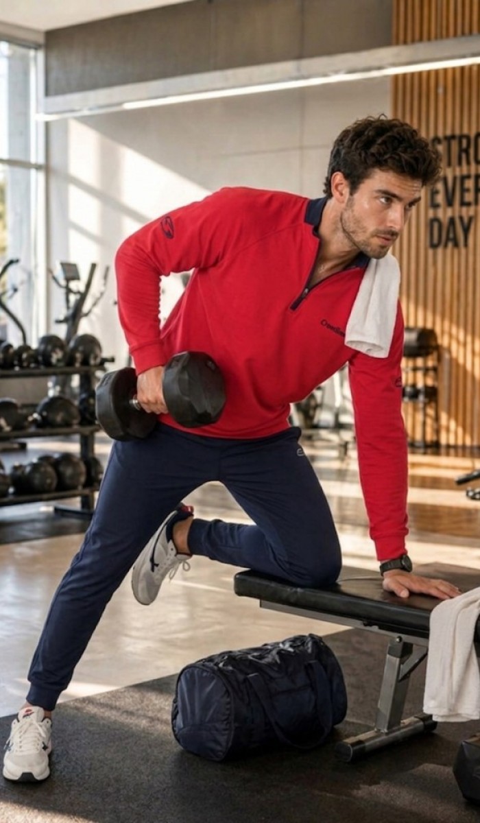 Erkek Kırmızı Antrenman Sweatshirt