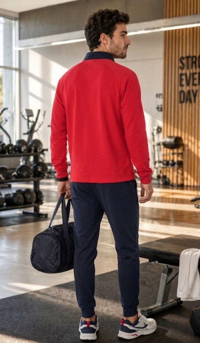 Erkek Kırmızı Antrenman Sweatshirt