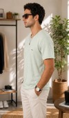 Erkek Haki V Yaka Slim Fit T-Shirt Erkek Haki V Yaka Slim Fit T-Shirt