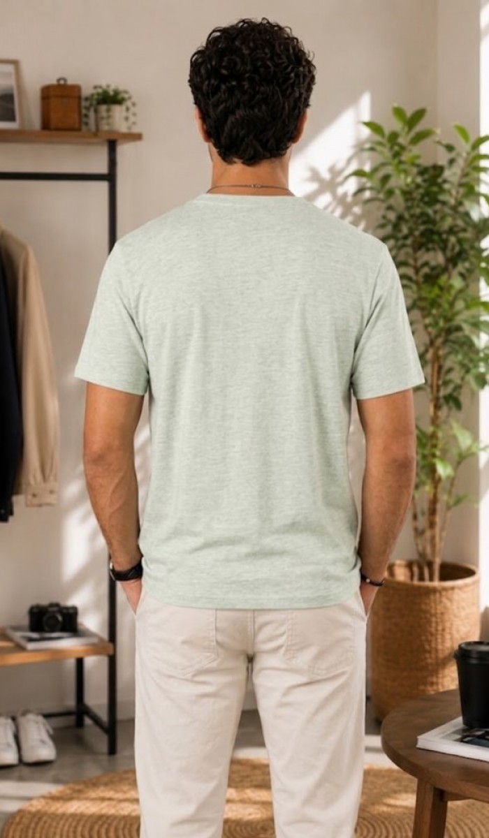 Erkek Haki V Yaka Slim Fit T-Shirt Erkek Haki V Yaka Slim Fit T-Shirt