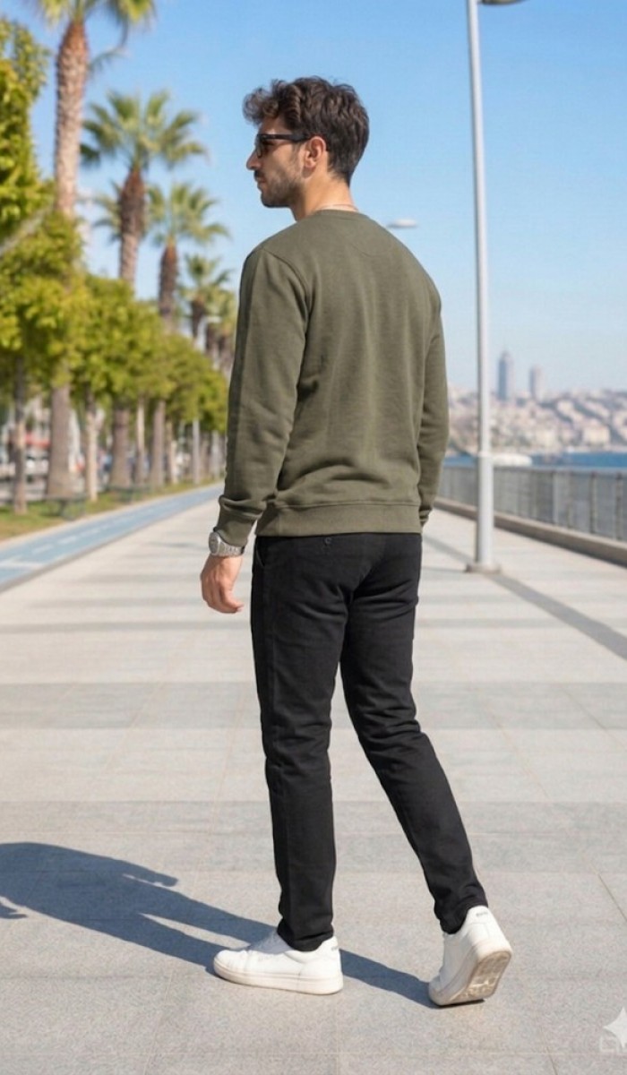 Erkek Haki Sweatshirt Erkek Haki Sweatshirt