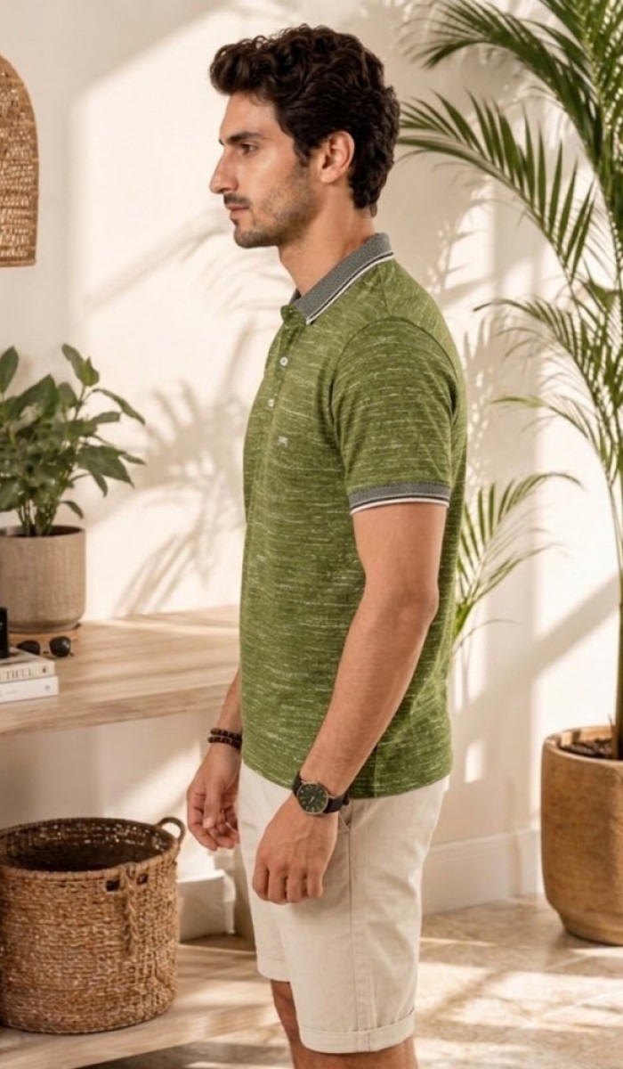 Erkek Haki Polo Yaka T-Shirt
