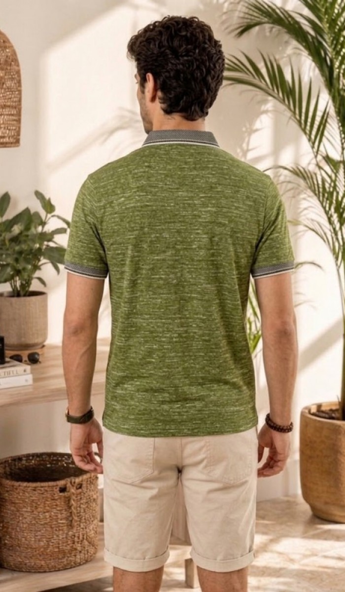 Erkek Haki Polo Yaka T-Shirt