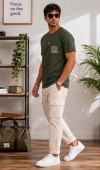 Erkek Haki O Yaka Basic T-Shirt Erkek Haki O Yaka Basic T-Shirt
