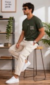 Erkek Haki O Yaka Basic T-Shirt Erkek Haki O Yaka Basic T-Shirt