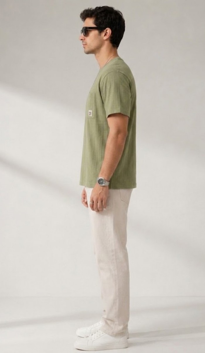 Erkek Haki O Yaka Basic T-Shirt Erkek Haki O Yaka Basic T-Shirt