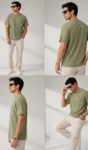 Erkek Haki O Yaka Basic T-Shirt Erkek Haki O Yaka Basic T-Shirt