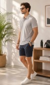 Erkek Gri Polo Yaka T-Shirt