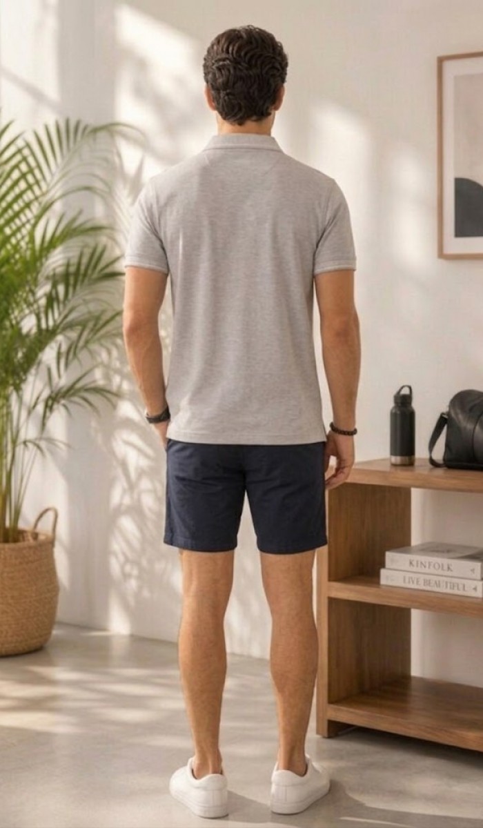 Erkek Gri Polo Yaka T-Shirt