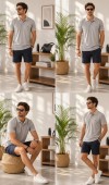 Erkek Gri Polo Yaka T-Shirt