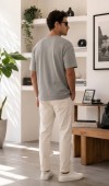 Erkek Gri O Yaka Basic T-Shirt