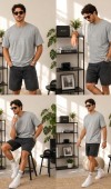 Erkek Gri O Yaka Basic T-Shirt Erkek Gri O Yaka Basic T-Shirt