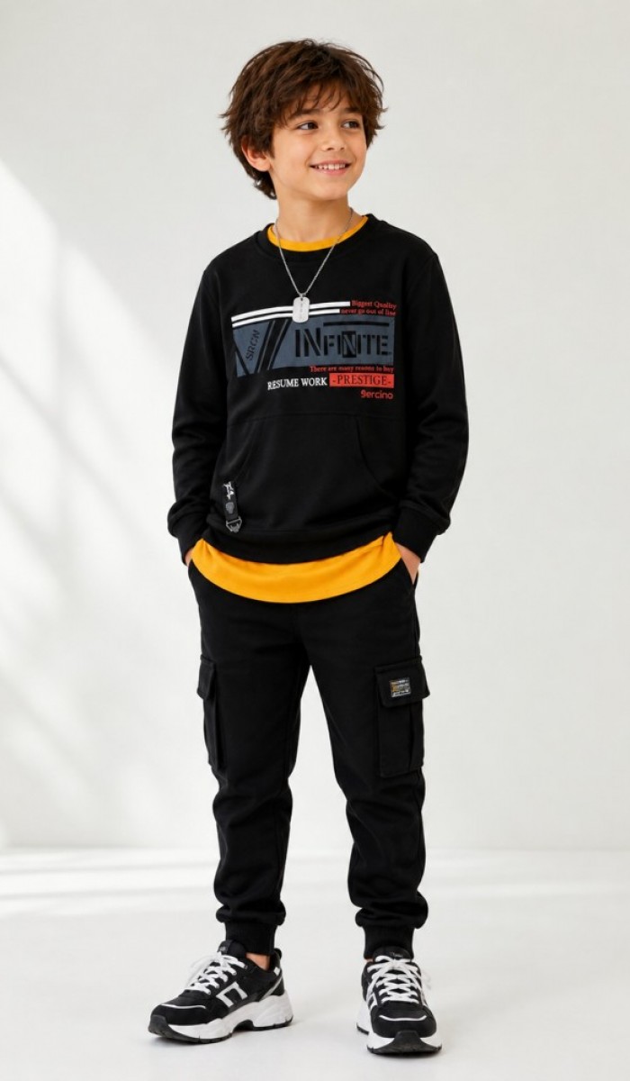 Erkek Çocuk Siyah Sweatshirt